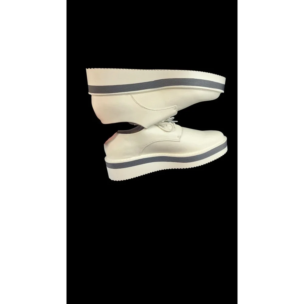 Womens Platform Oxfords Lace Up Shoes‎ Chunky Sole White Fashion Sneakers